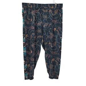 Johnny Was Twilight Paisley Charmeuse Silk Joggers Luxury Designer Artsy Size XL
